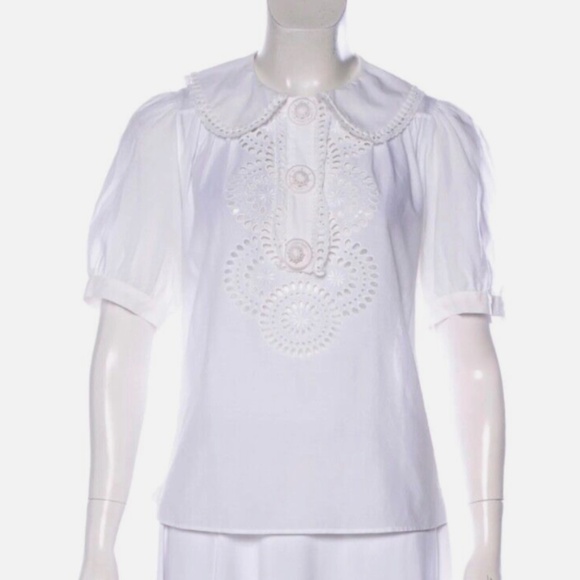★Chloé Short Sleeve Eyelet Cotton Top T38★